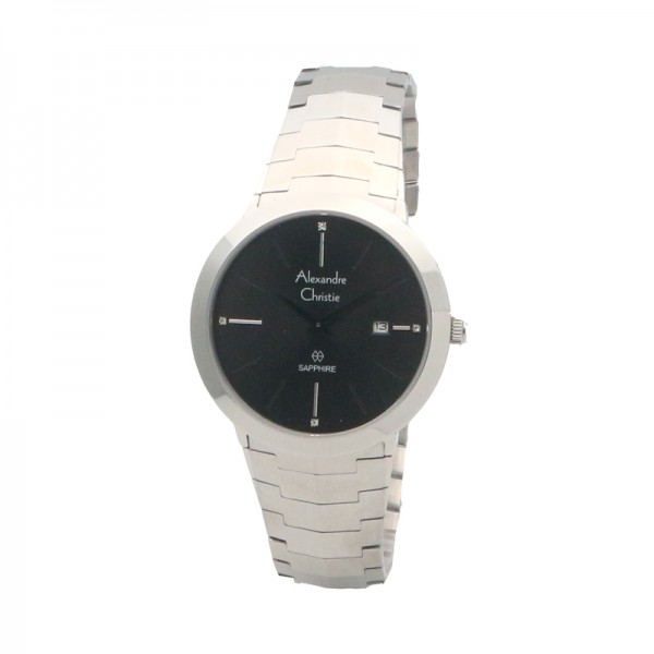 Alexandre Christie AC 8568 Silver Black Man Sapphire